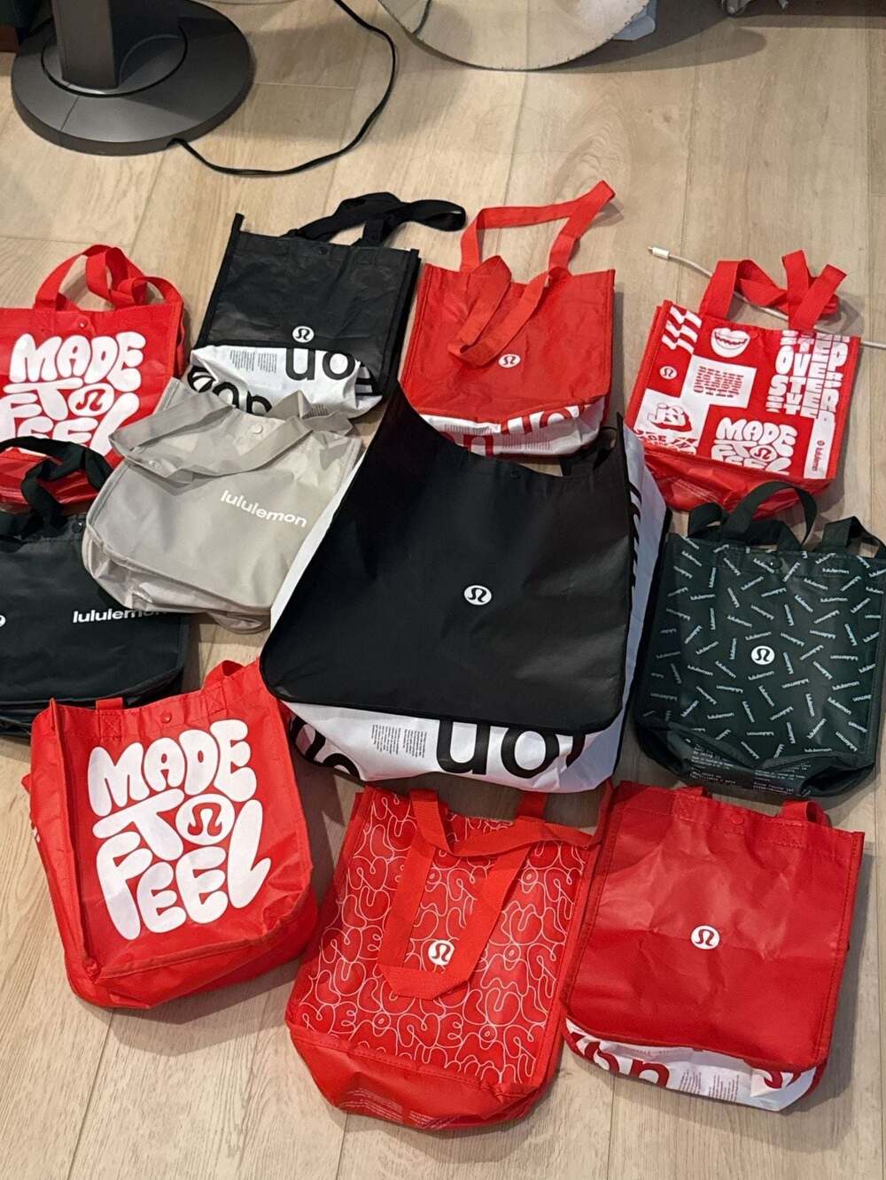 Lululemon Reusable Shopping Bag Tote Lot of 11 Assorted Colors and Designs